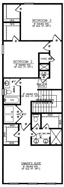 Detailed second-floor plan of a Censeo Homes model